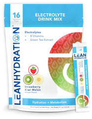 LEAN Hydration packet dissolving in water for on-the-go hydration.