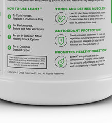 LEAN1 20g protein per serving label emphasizing protein content