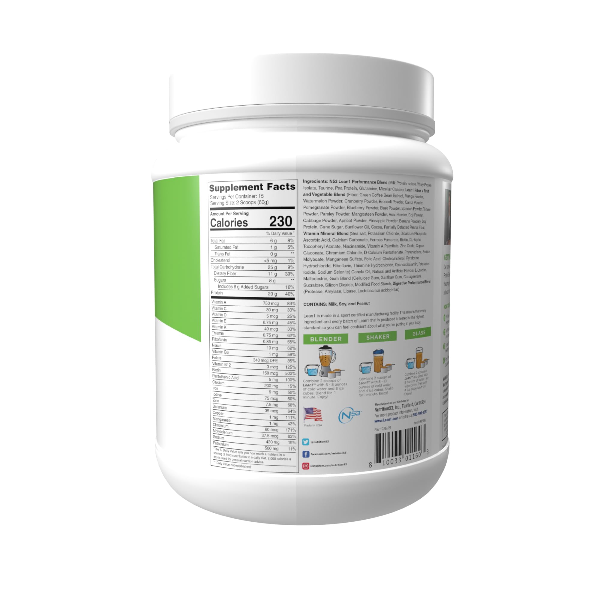 LEAN1 scoop demonstrates a convenient daily protein source for meals and snacks.