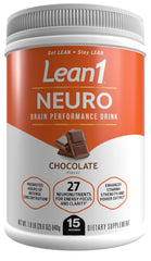 Lean1 Neuro Chocolate bottle front, premium brain-boost formula for focus