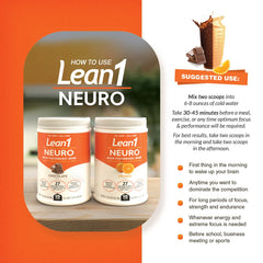Lean1 Neuro Chocolate packaging display with premium branding and benefits