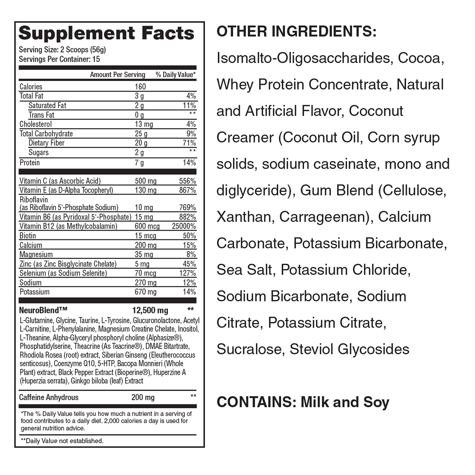 Lean1 Neuro Chocolate tub with 15 servings for daily study or workouts
