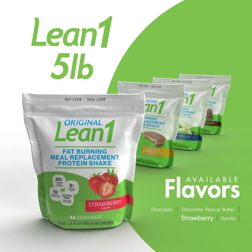Lean1 organic blend graphic with 18 fruits and vegetables