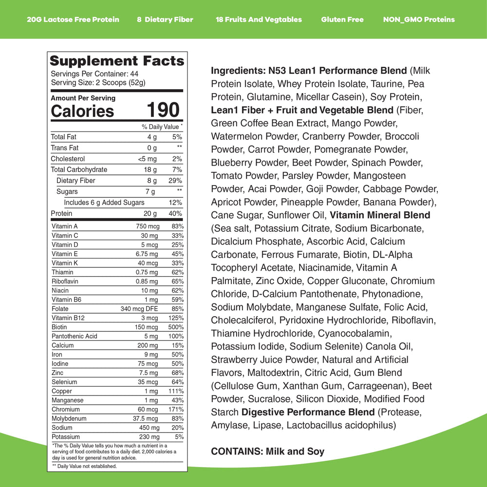 Lean1 strawberry shake serving cup ready for post-workout