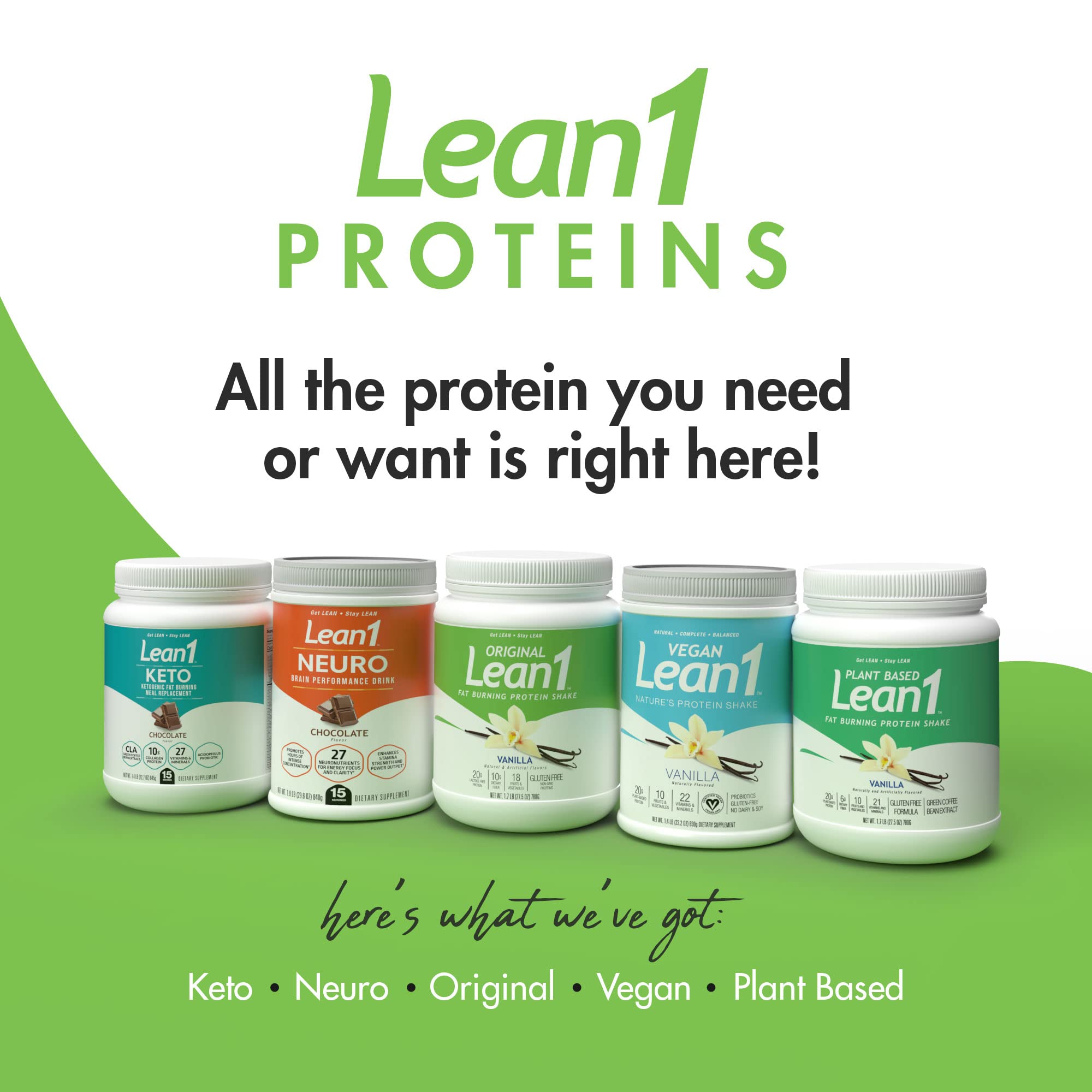 Lean1 vanilla serving to-go image highlights versatile use as snack or dessert.