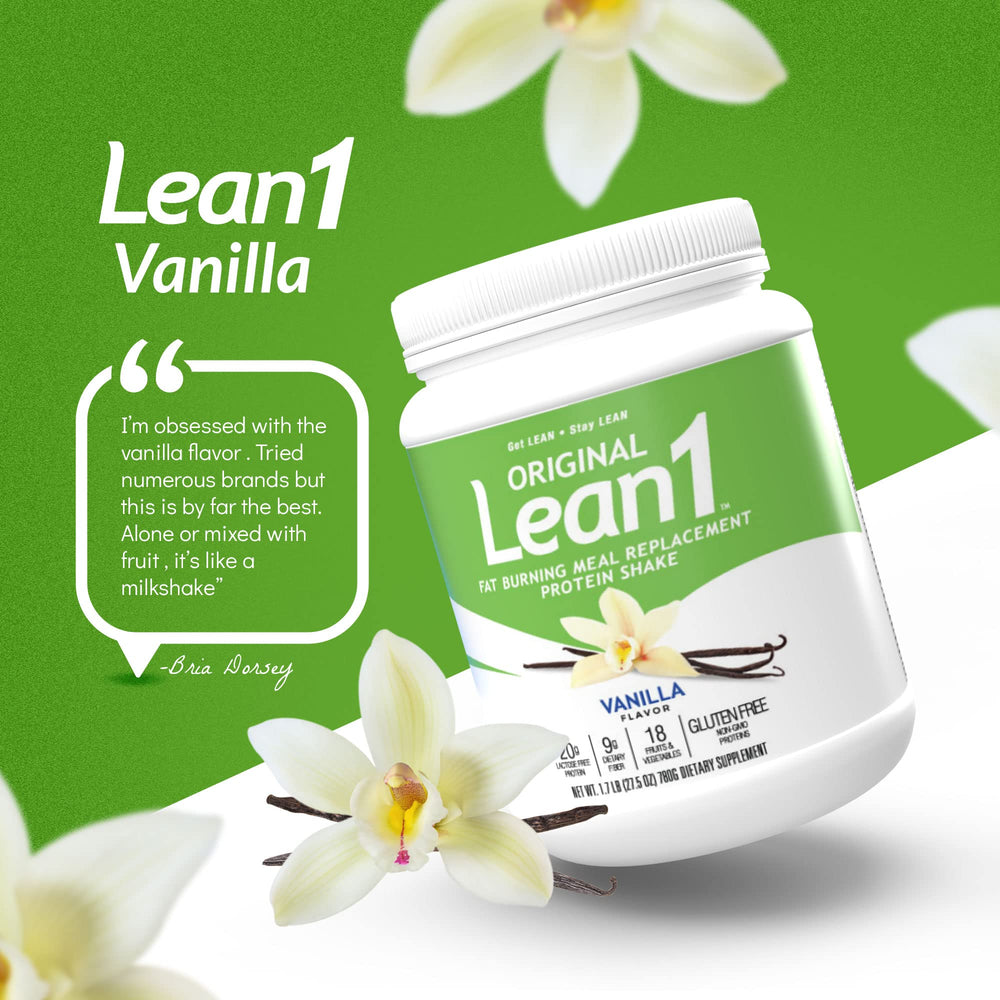 Lean1 vanilla pre-workout shot demonstrates quick nourishment before training.