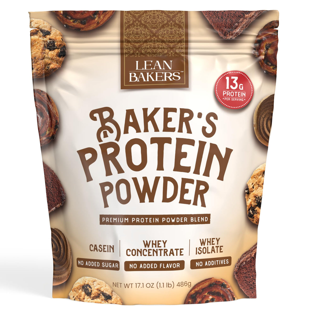 LEANBAKERS baker protein powder unflavored bag for protein-rich baking.