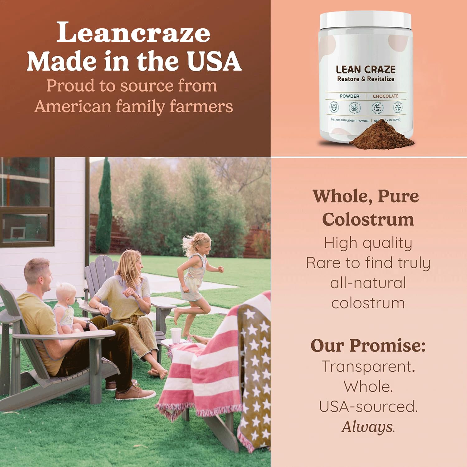 Leancraze Colostrum Powder on-the-go packets for busy days.