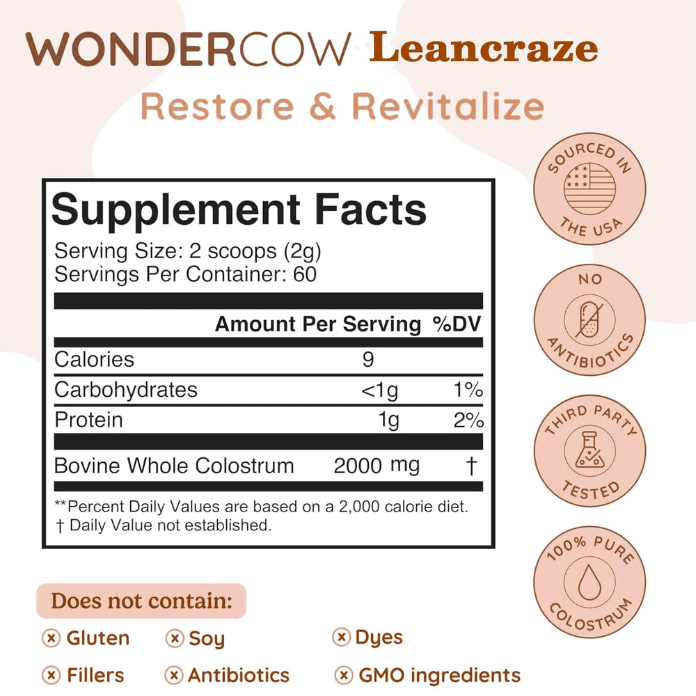 Leancraze Colostrum Powder packaging box ready for family use.