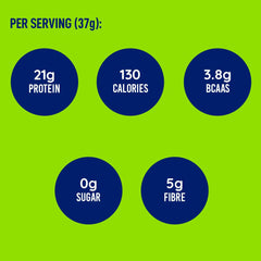 LeanFit protein scoop in glass shows easy mix with water or dairy-free milk.