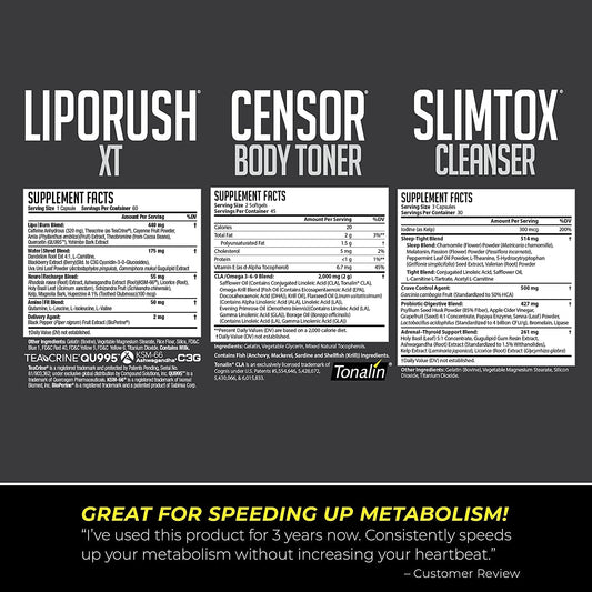 LeanForm24 LipoRush XT capsules highlighting convenient dosing for sustained energy.