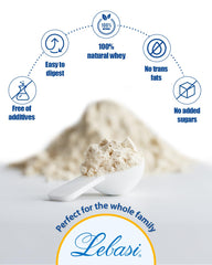 Nutrition facts panel shows vitamins, minerals, and amino acids for balanced intake.