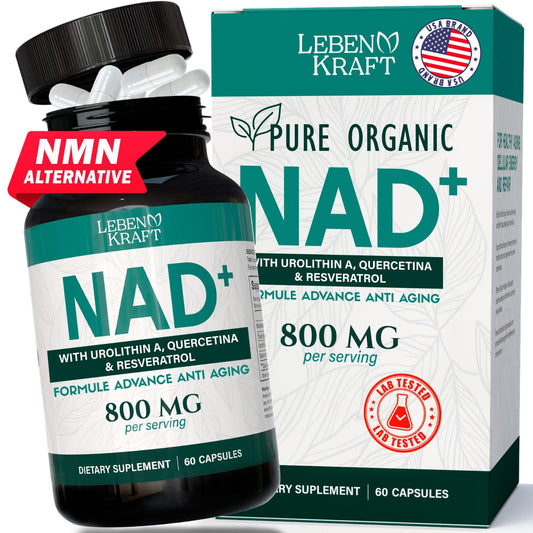 LebenKraft NAD Supplement Pure Organic bottle for steady daily energy support.