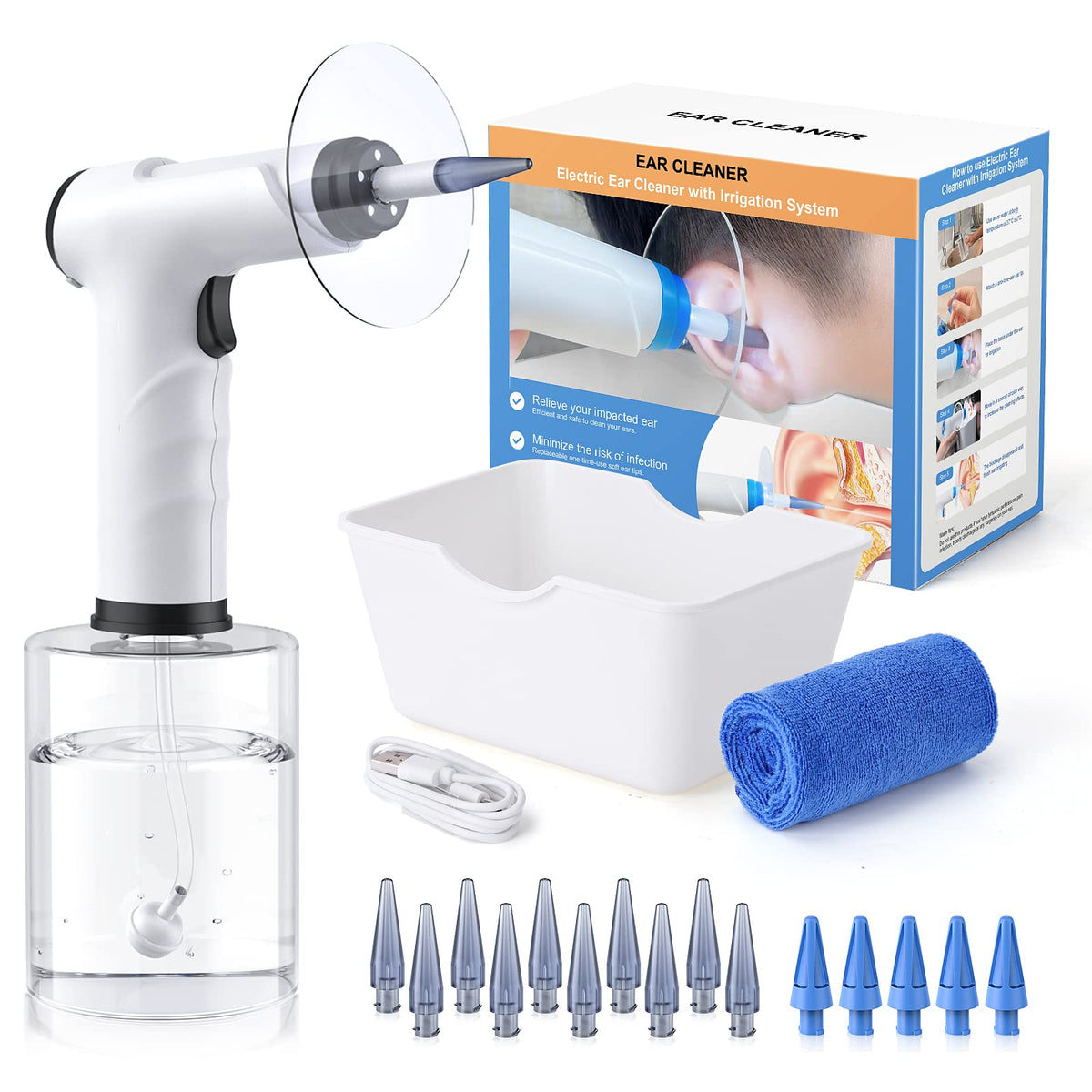 Lebbtl ear wax removal kit front view, ergonomic design for comfortable home cleaning.