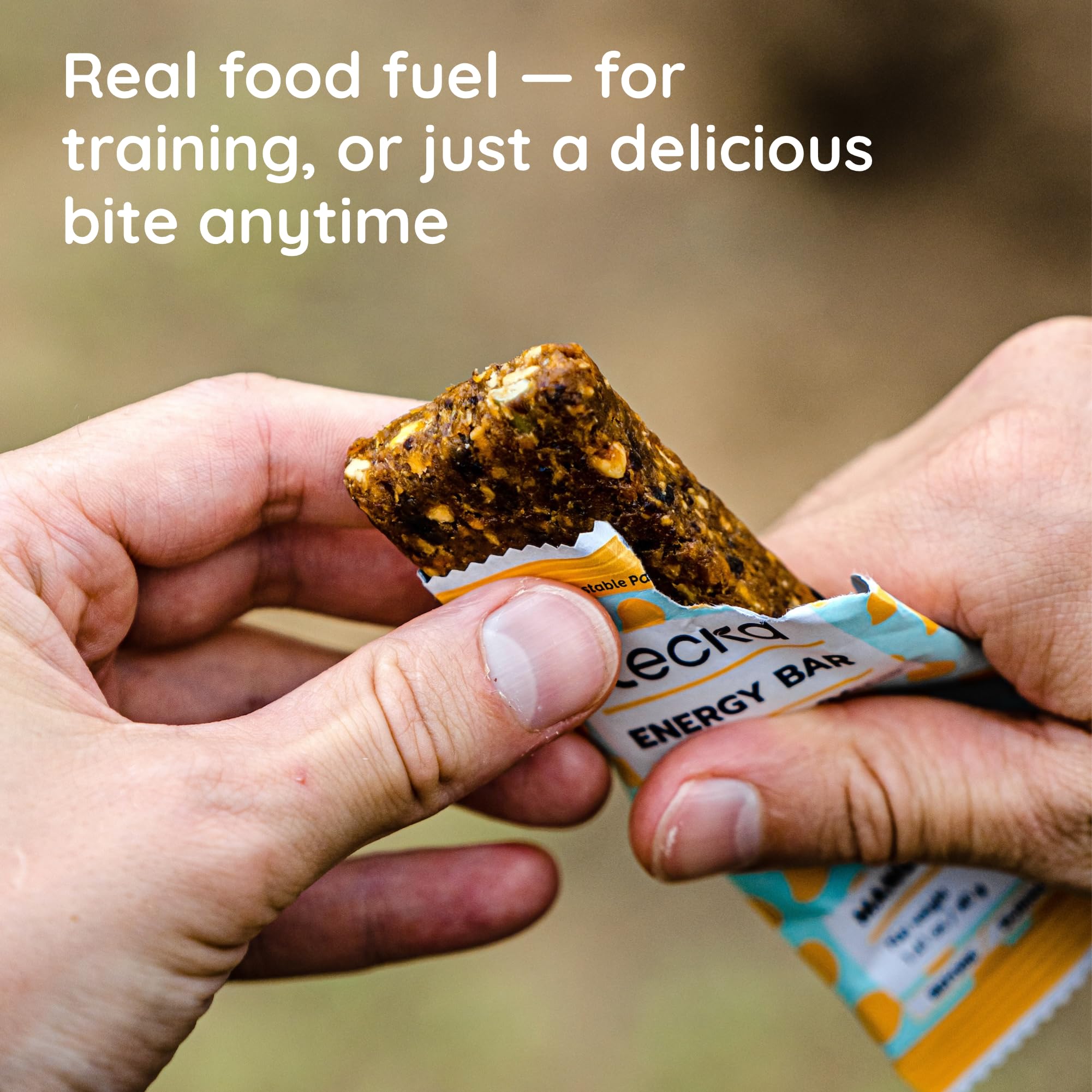 Lecka Energy Bar-on-the-go shot highlights a convenient workout and travel snack.