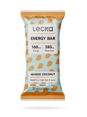 Lecka Energy Bar packaging with Mango Coconut flavor for on-the-go energy.