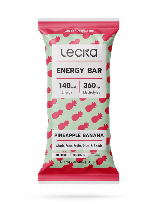 Lecka Energy Bar pineapple-banana pack, convenient vegan snack for on-the-go energy