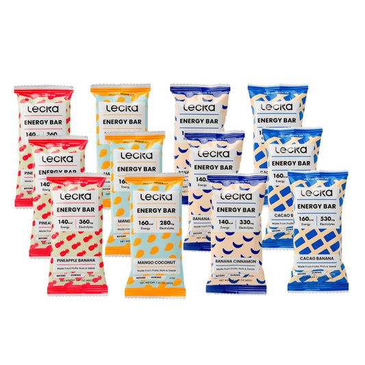 Lecka Energy Bar tropical-fruits-ingredients close-up highlights real fruit ingredients and natural energy.
