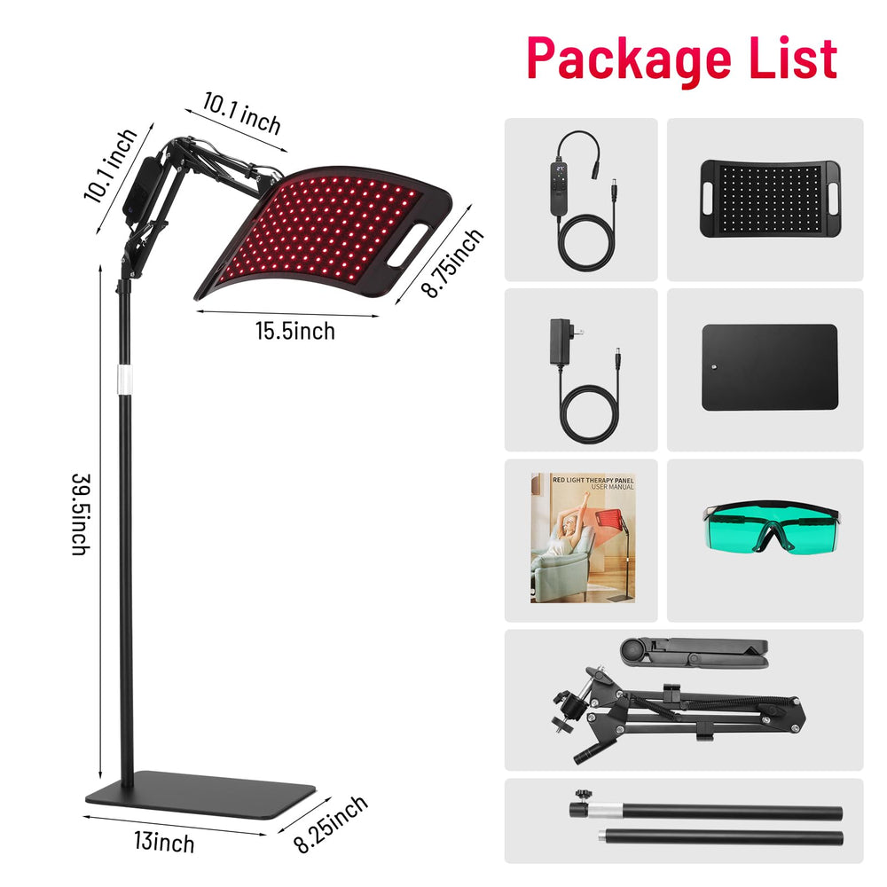 LEDINO complete kit with lamp, remote, goggles, desktop stand, and manual.