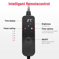 LEDINO remote control for quick level adjustments during sessions.