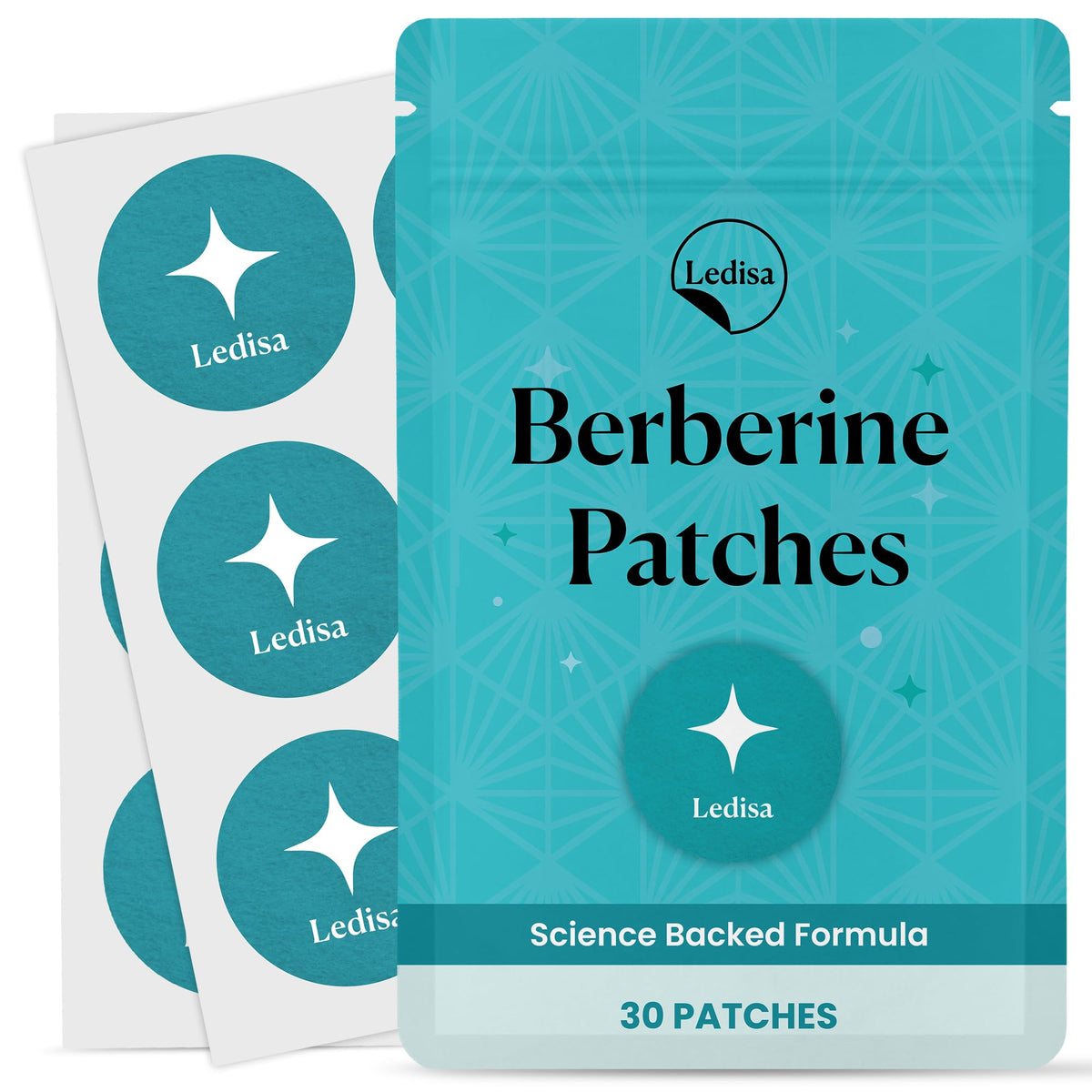 Ledisa Berberine Patch applied on skin for convenient 8-hour wear.