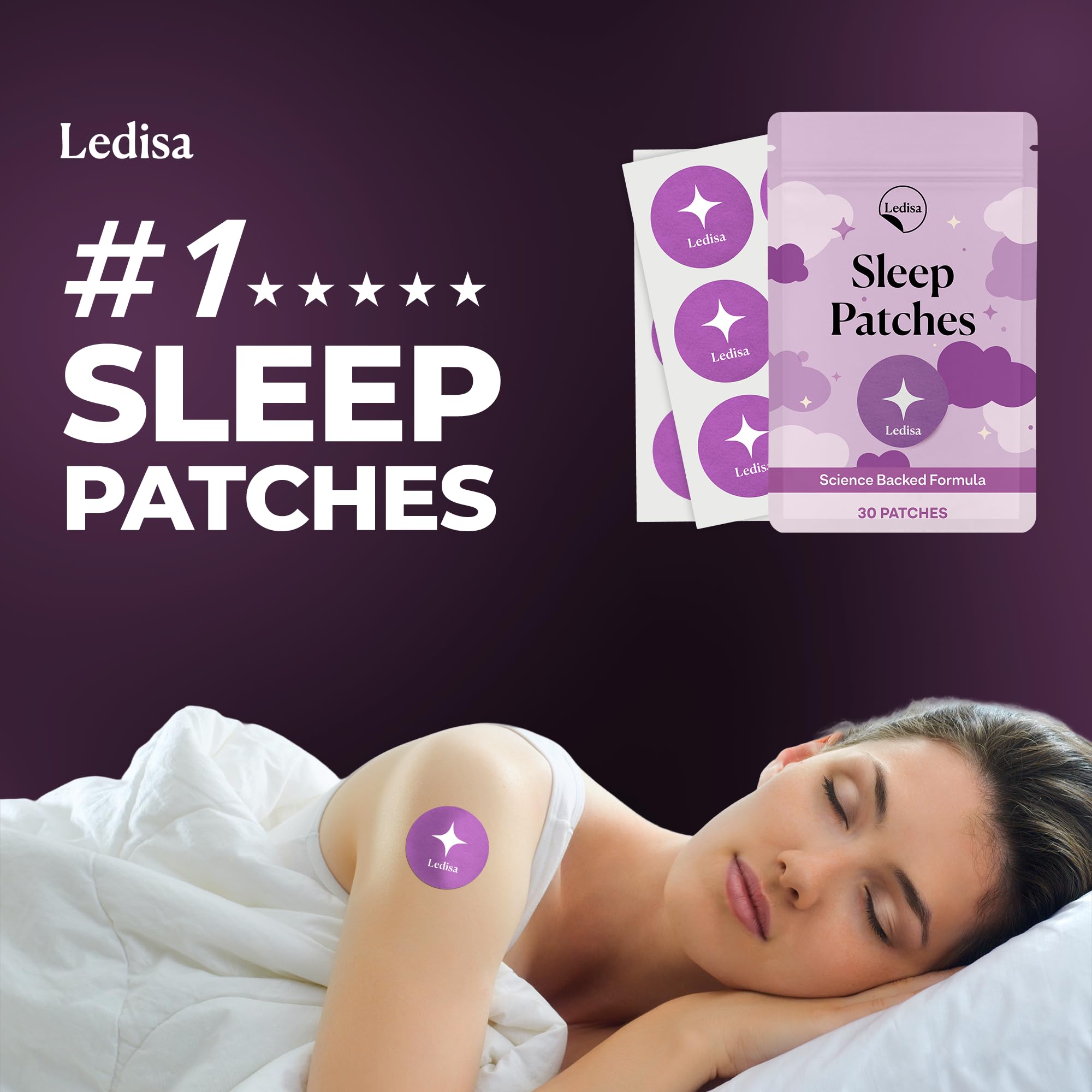 Ledisa Sleep Patches on the arm for discreet nightly application.