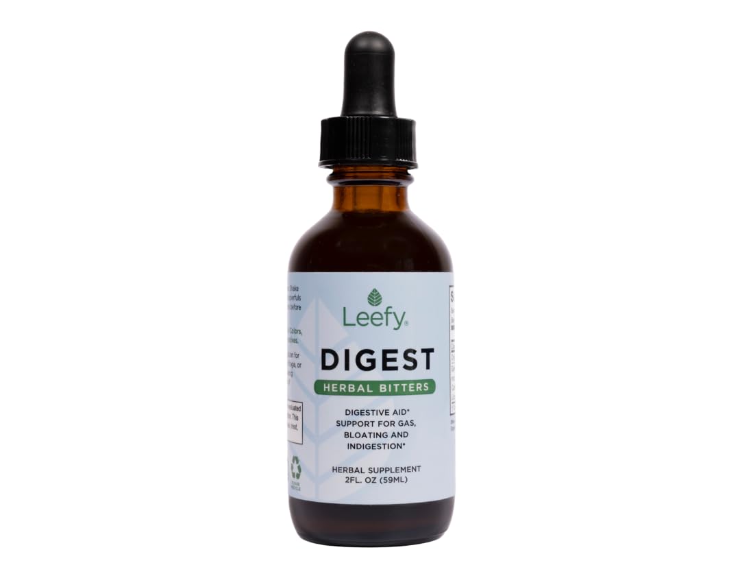 Leefy Organics Digest bottle being poured for easy digestion support