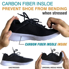 Carbon fiber insert fits right or left foot for versatile use.