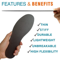 Leeuoe carbon fiber insole side profile showing thin 1.2mm design for stealth fit.