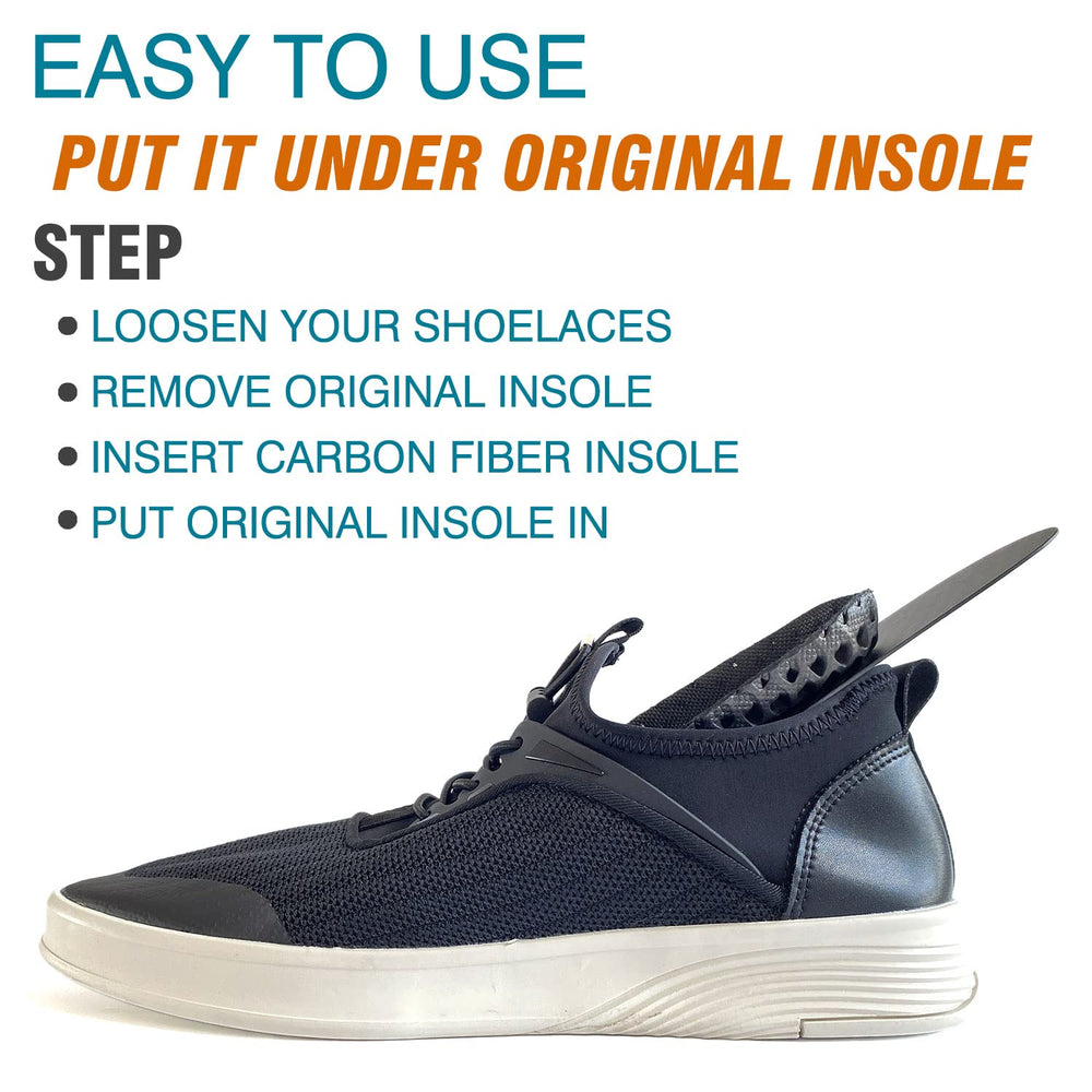 Leeuoe carbon fiber insole ultra-thin 1-2 mm profile for discreet wear.