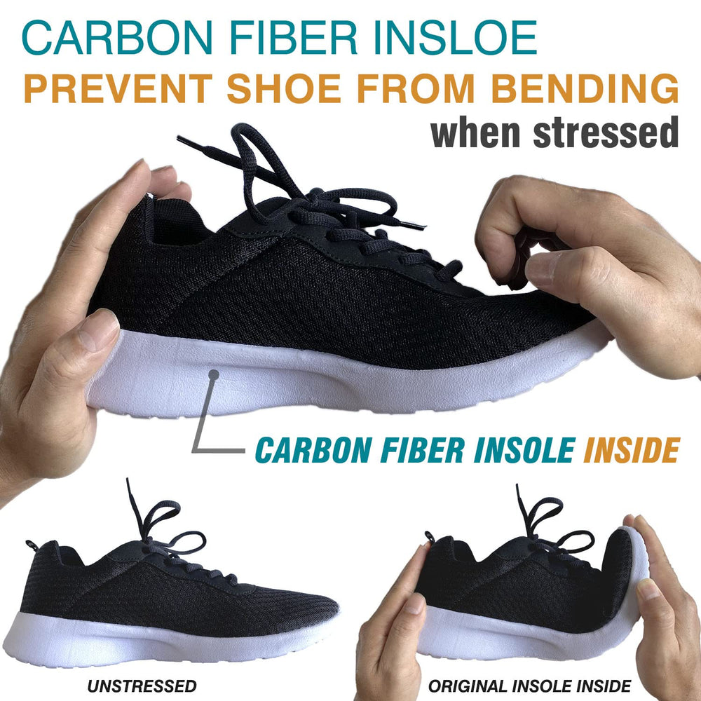 Leeuoe carbon fiber insole top view shows ultra-thin rigid support for forefoot.