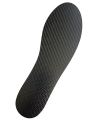 Leeuoe carbon fiber shoe insert front view showing slim, rigid profile for stable steps
