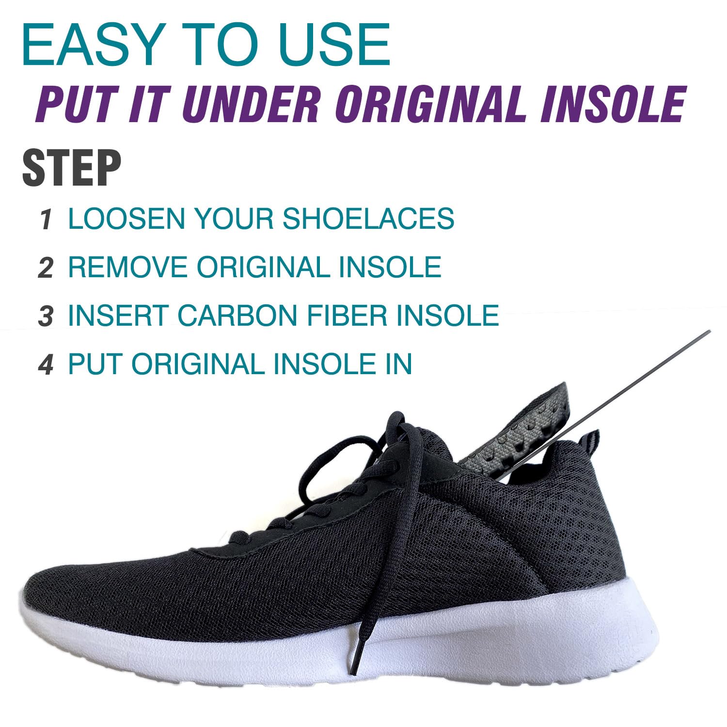 Leeuoe sizing guide image illustrating proper size relative to removable insole