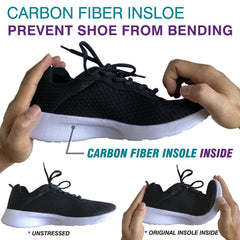 Leeuoe very rigid carbon fiber insole inside a shoe demonstrating in-shoe fit