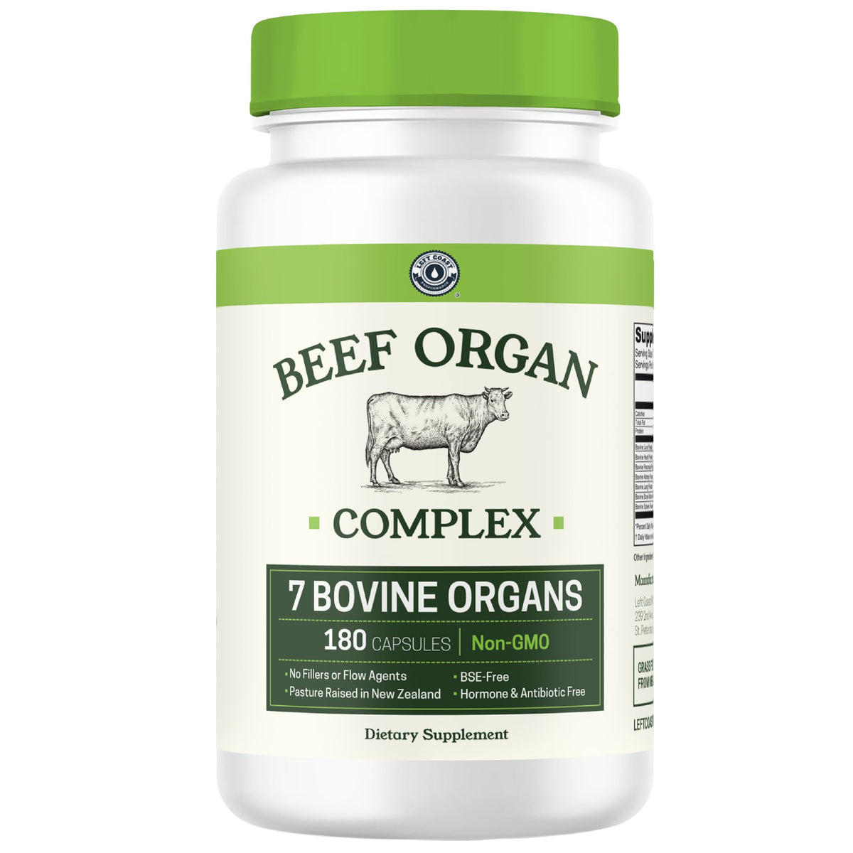 Left Coast Performance beef organ supplement bottle for daily carnivore use