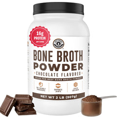 Left Coast Performance bone broth protein chocolate jar front, keto-friendly and dairy-free powder.