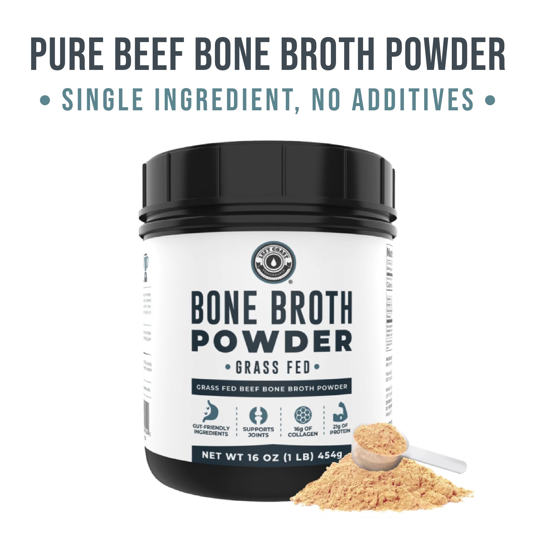 Left Coast Performance Bone Broth Protein foam clumps show collagen integrity