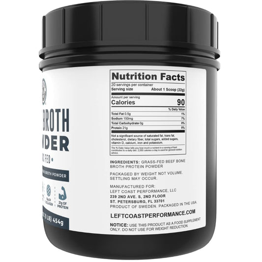 Left Coast Performance Bone Broth Protein pour into mug for mixing