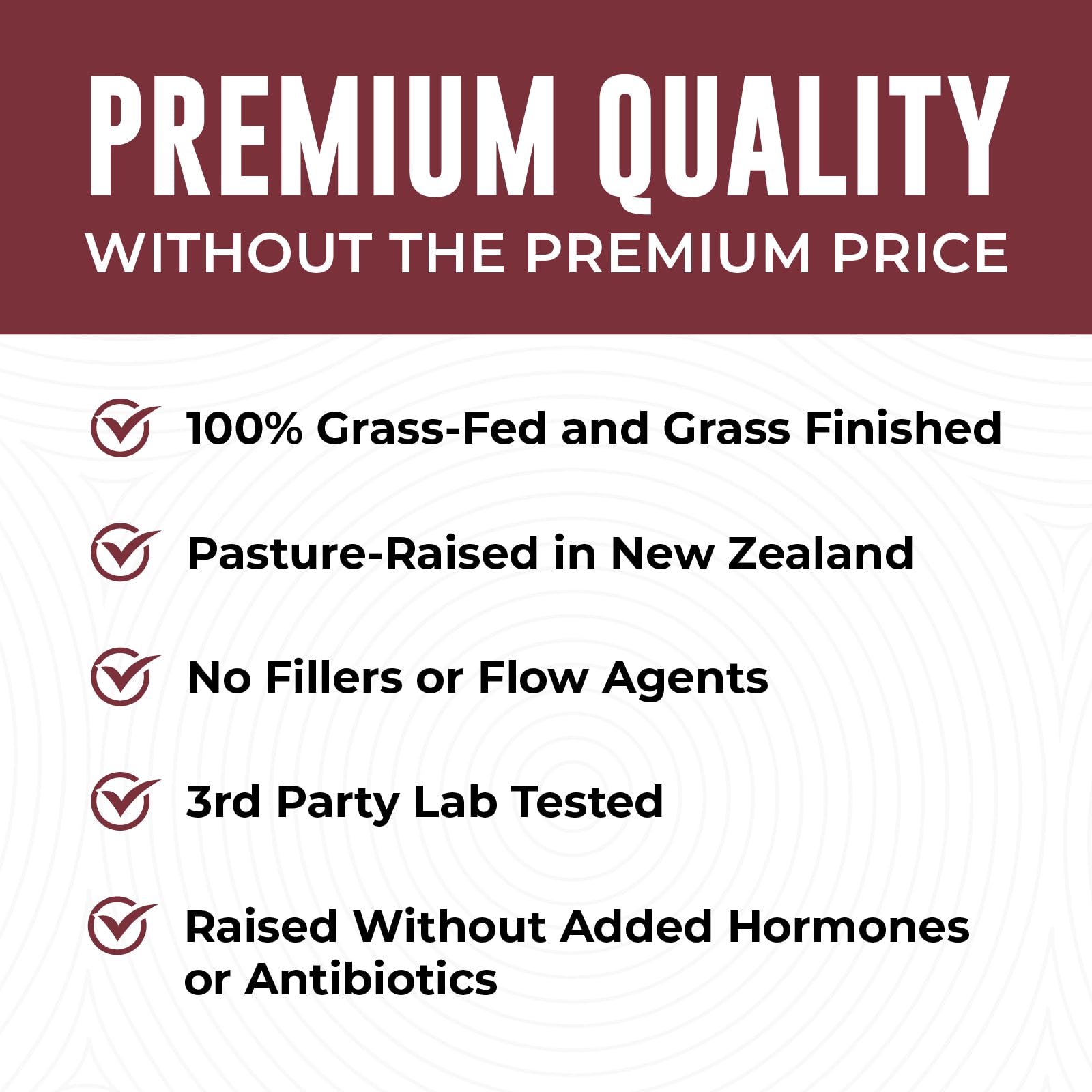 Left Coast Performance New Zealand sourcing tag underlines grass-fed, pasture-raised origins