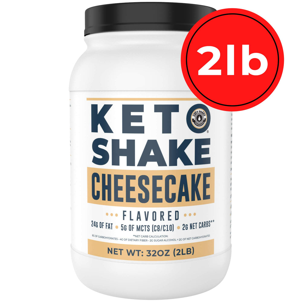Left Coast Performance Cheesecake Shake packaging shows US-made ingredients and keto macros