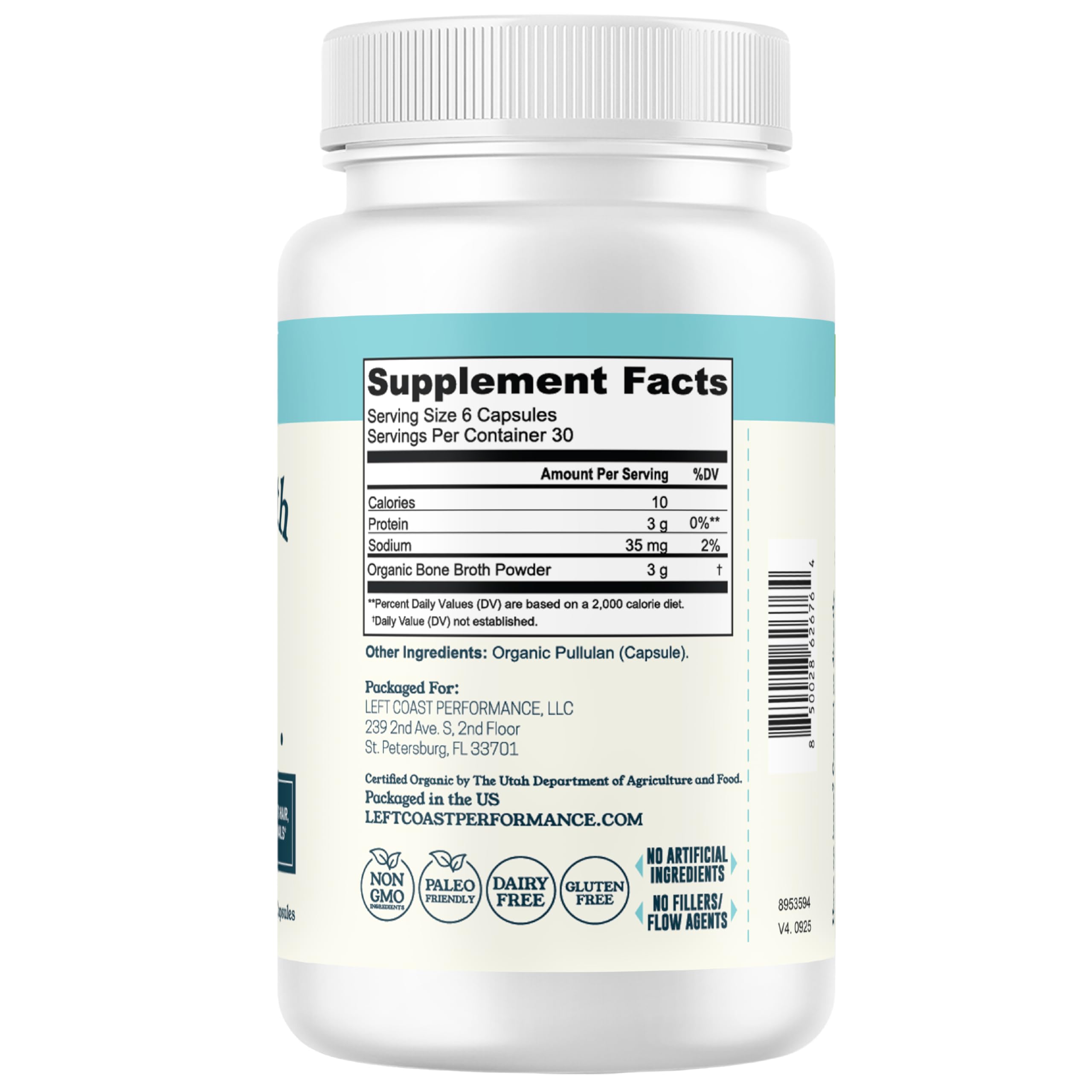 Left Coast Performance digestive health scene with capsules