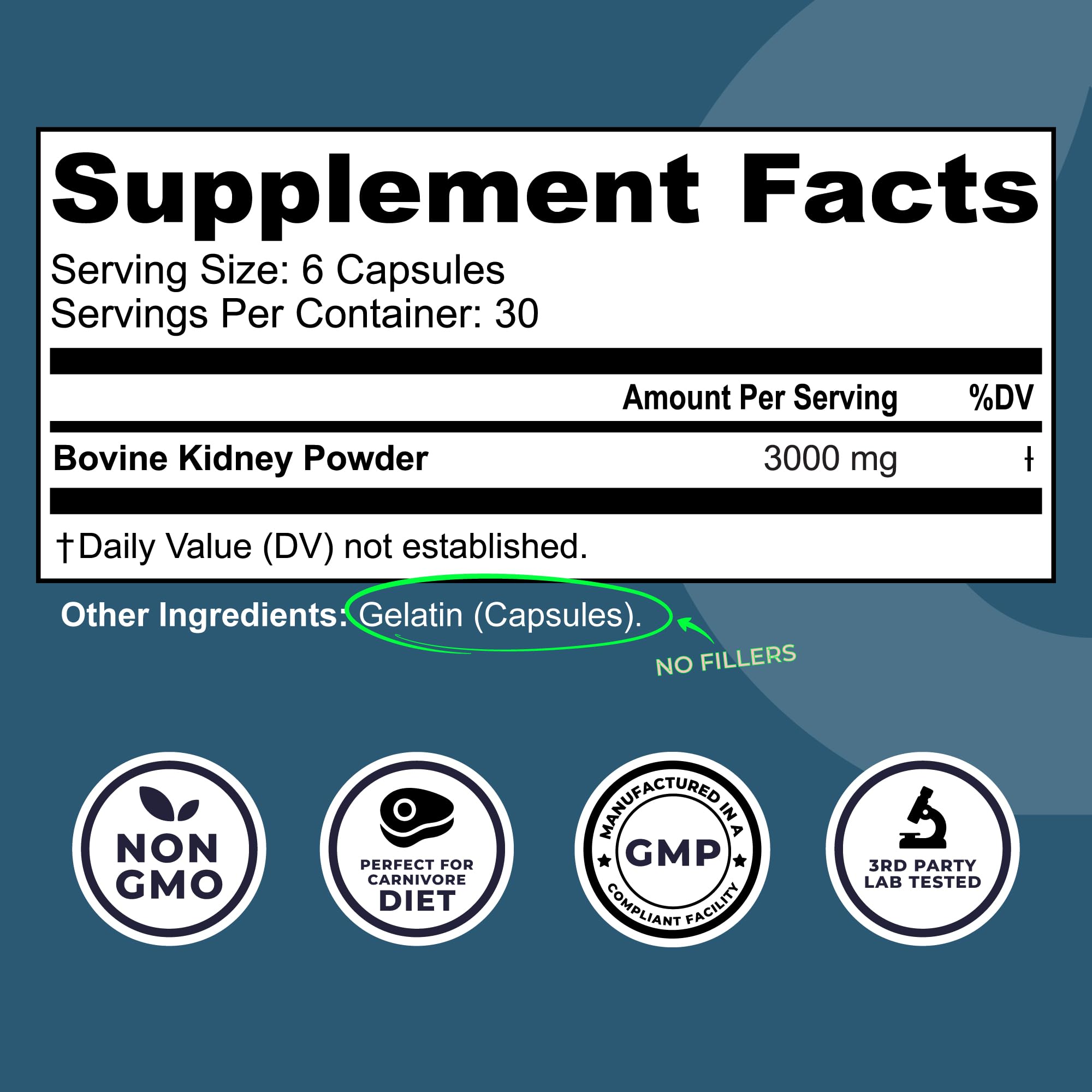 Left Coast Performance kidney capsules closeup showing convenient capsules