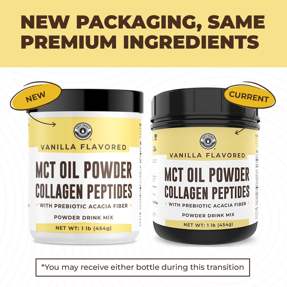 Left Coast Performance MCT Oil Powder vanilla scoop ready for daily use.