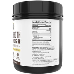 Left Coast Vanilla Bone Broth Protein Powder scoop for easy blending in shakes.