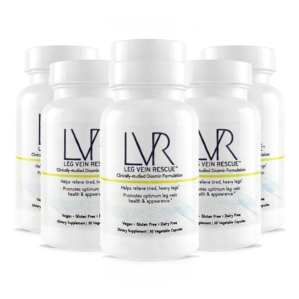 LEG VEIN RESCUE bottle front showing capsules for daily leg circulation support.