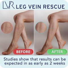 LEG VEIN RESCUE made-in-usa badge signals GMP-certified manufacturing quality.