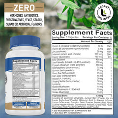 LegacyNutra PRO bottle back showing supplement facts and ingredients.