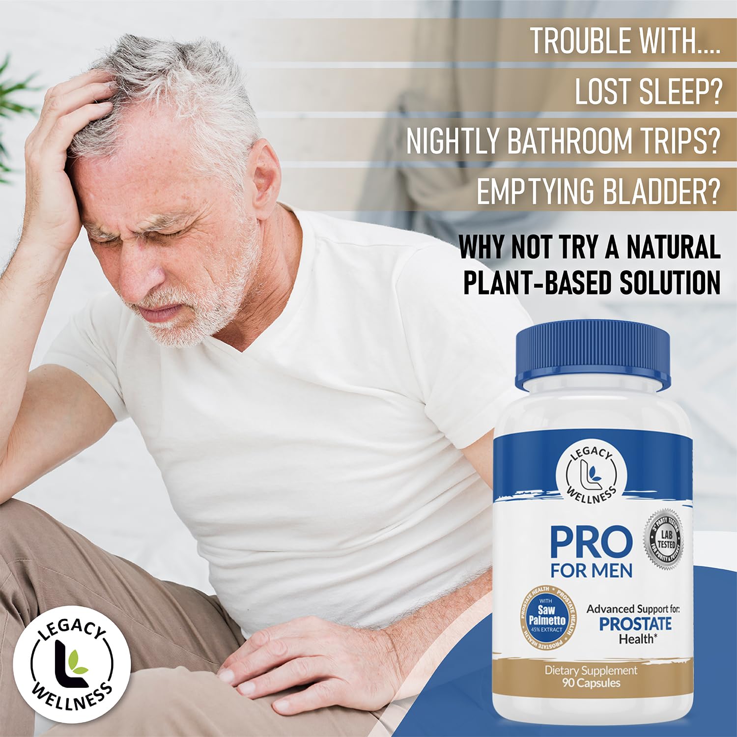 LegacyNutra PRO capsules on a daily-dose layout for easy routine.