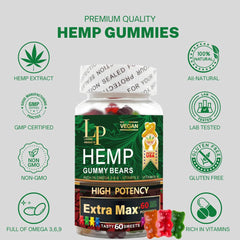 Legend hemp gummies packaging with US-made GMP label emphasizes quality and safety