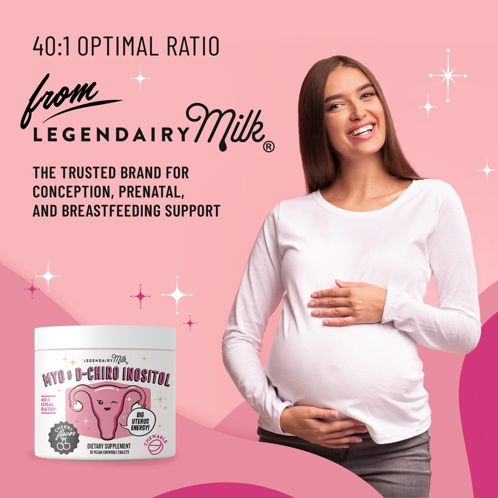 Legendairy Milk fertility support bottle label close-up emphasizing ovulation support potential